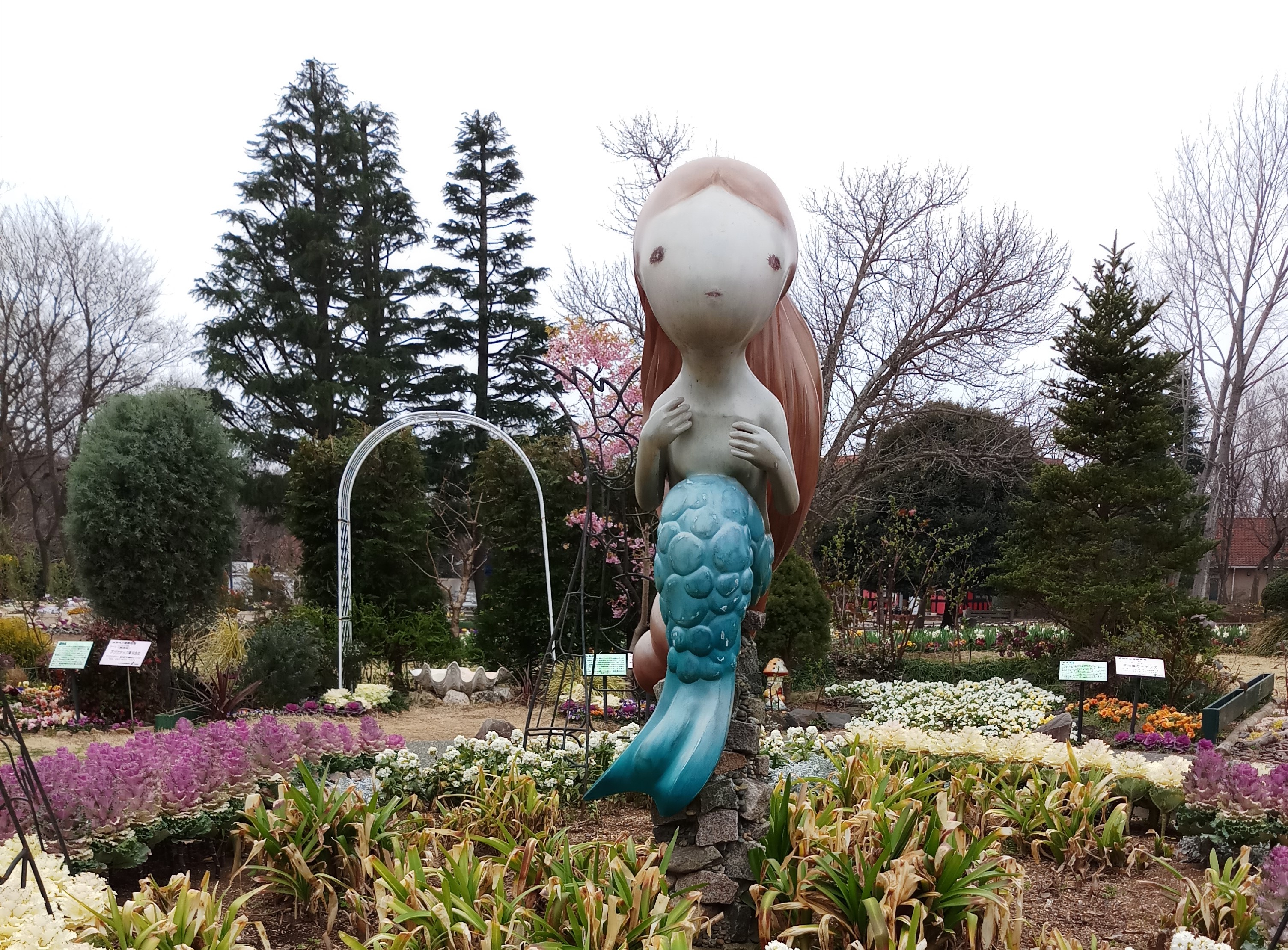 Mermaid statue in a flower park